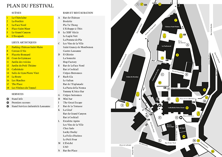 Venue Map - Festival de la Cité Lausanne 2018